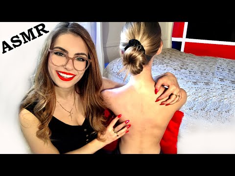 ASMR BACK MASSAGE & HAIR BRUSHING + Oil, Tracing & Scratching