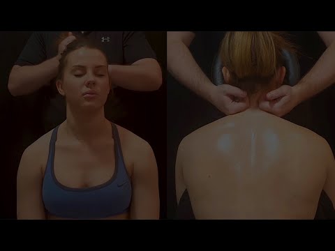 [ASMR] Deep Tissue Seated Massage for Crossfit Athlete [no Talking][ Dark setting perfect for sleep]