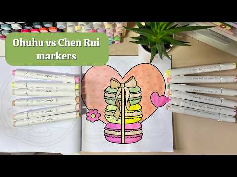 ASMR Ohuhu vs Chen Rui Markers 🍭 | Which Is Better? Relaxing Coloring Sounds + Rain