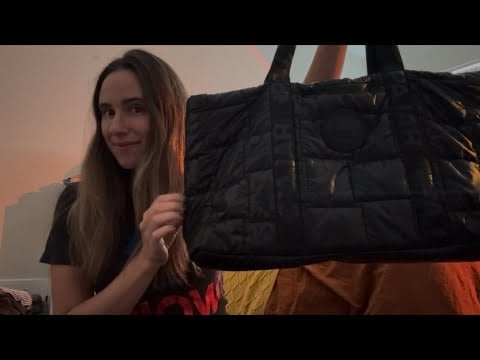 ASMR Puffer Fabric/Scratching Sounds on my Tote 👜 