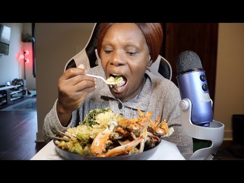 🦀Blue Crab Leg With Garlic 🍚Rice ASMR Eating Sounds