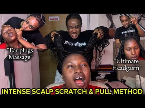 ASMR💫FASTEST & AGGRESSIVE HEAD SCRATCH MASSAGE ON BIG BRAIDS,EXTREME HEAD PULLING METHOD& WHISPERS 