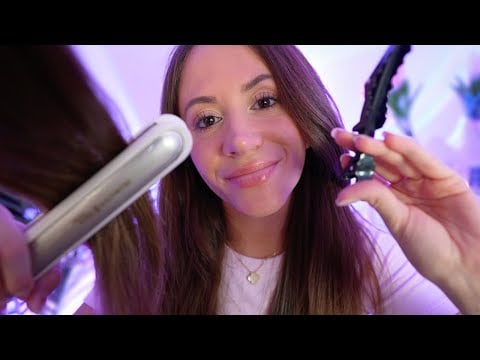 ASMR Straightening Your Hair 💞 (realistic hair brushing, clipping, straightening)