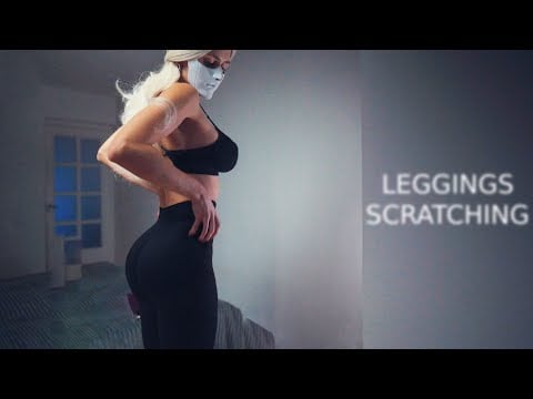 ASMR fabric scratching sounds | sports leggings try on with GF Mia
