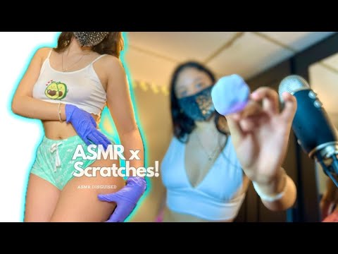ASMR💕Chaotic Fast and Aggressive Fabric Scratching, Mouth sounds, collarbone tapping!