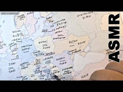 ASMR: The Most Popular Baby Names in Every European Country [ ASMR map writing and whispering ]