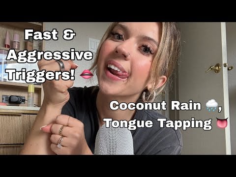 ASMR| Fast/Aggressive Coconut Rain, Teeth & Tongue Tapping, and Mouth Sounds 