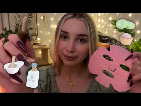 ASMR Giving You a Wooden Facial to Get Ready For Bed (layered sounds, mouth sounds, whispered)