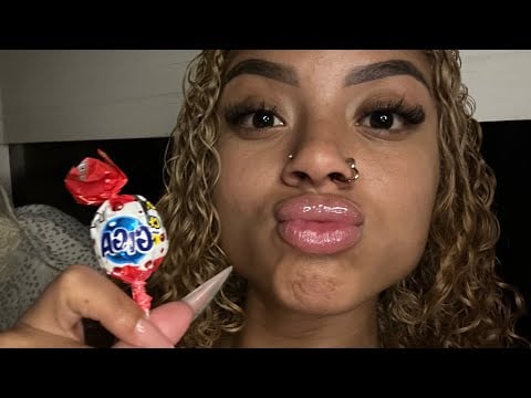 ASMR comendo pirulito and Lipgloss🫦💤💗￼￼