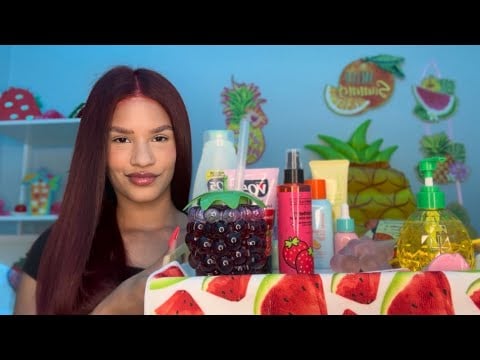 ASMR Spa de frutas (Skincare, lavado de cabeza, manicura) 🍓🍇🍍