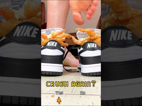 Pea's Toes vs. Shrimps! Bare Feet Crushing Food in Sneakers! Oddly Satisfying ASMR
