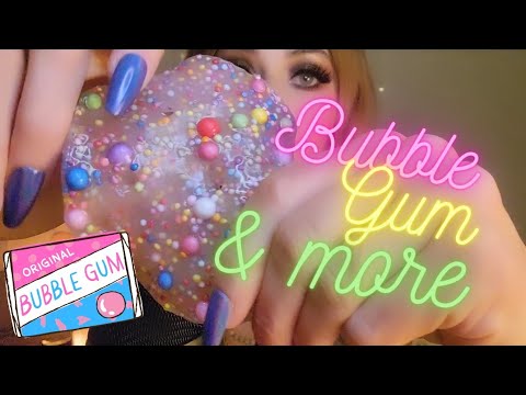 ASMR Bubble Gum Chewing, Putty Playing & More 💕💭 (tracing, popping, crinkle sounds)