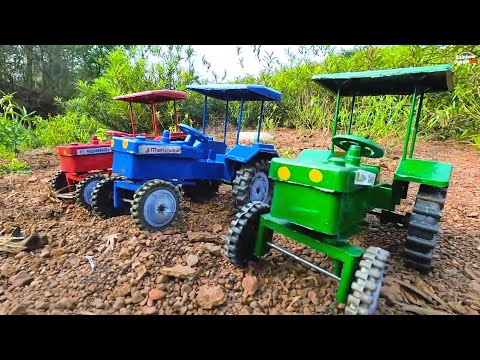 mini Tractor sand loading stuck in mud help mini swaraj tractor rainbow jungle tv | tractor video