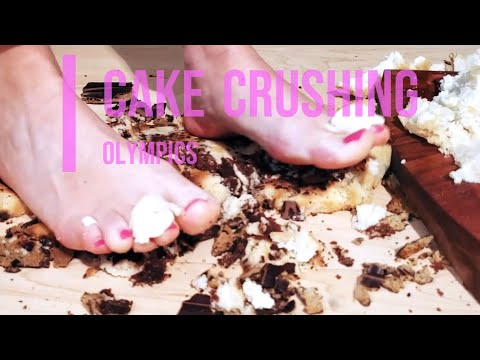 Crushing cakes with high heels and barefoot #crush #asmr #shoes