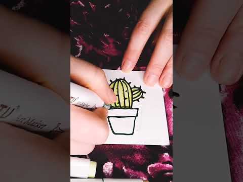 tiny Cactus 🌵 Speed Coloring ASMR #asmrlikeasandbox #coloring #colouring #rainsounds