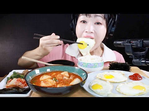 ASMR Korean Home Meal Breakfast Eating Sounds | Tuna Soft Tofu Stew | MINEE EATS