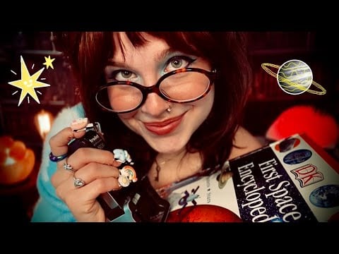 ASMR Autistic Librarian 📚🪐 Rainy Night Library, Space Book Flipthrough & Stimming (Sleep Aid)