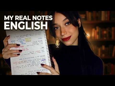 Asmr Lendo minhas anotações do caderno de Inglês em sussurros