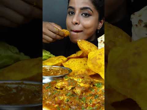 ASMR Eating Spicy Poori,Dum Aloo,Paneer butter Masala,Noodles Indian Street Food ASMR Eating Mukbang