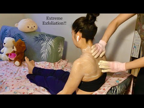 ASMR This Skin Treatment Will SCRUB, LIQUID SHAKE + MASSAGE the Chicken Pilaris Sleep Deprived Out!!