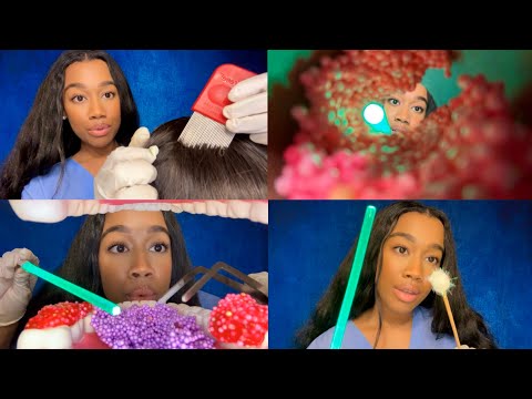 ASMR Getting Something Out of Your Ear, Eyes, Mouth, Scalp and Nose 🦠🤏🏽 ASMR School Nurse Role-play