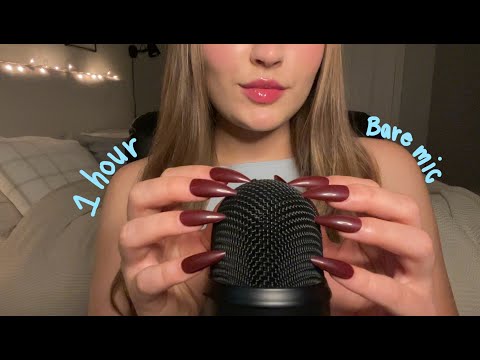 ASMR 1 HOUR of Bare Mic Scratching with LONG NAILS