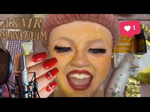 ASMR- SKINCARE NO MANEQUIM NO TALKING | asmr skincare on touchless mannequin🧽🫧