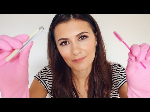 ASMR Doing Your Eyebrows RP (Soft Spoken, Latex Gloves, Plucking, Tinting, Lotion, Brushing)