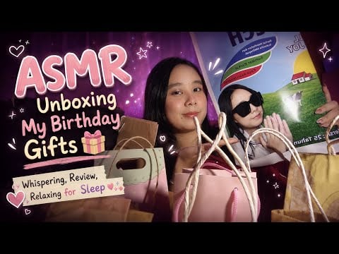 ASMR Unboxing Semua Kado Ultah aku🎁 My Birthday Gifts 🎁 Whispering, Review, Relaxing for Sleep ✨
