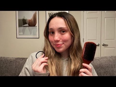ASMR Brushing your Hair and Gossiping 💇🏻‍♀️😴 (hair brushing, layered sounds, personal attention)