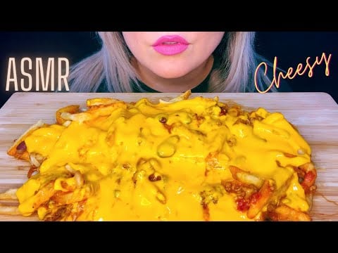 ASMR EXTRA CHEESY CHILI CHEESE FRIES MUKBANG (No Talking) EATING SOUNDS