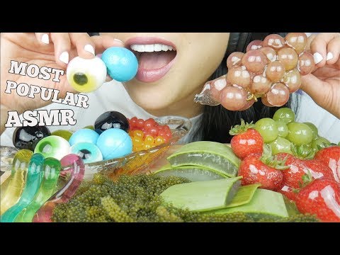 ASMR MOST POPULAR FOOD (TANGHULU ALOE VERA POPPING BOBA SEAGRAPES JELLY) NO TALKING | SAS-ASMR