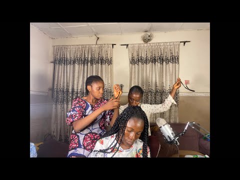 ASMR SCALP SCRATCHING AND BRAIDS LOOSENING AND SCRATCHING FOR SLEEP WITH GUM CHEWING