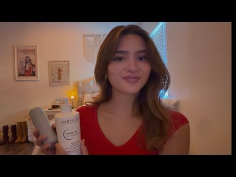 ASMR helping you fall asleep doing your skin care ￼