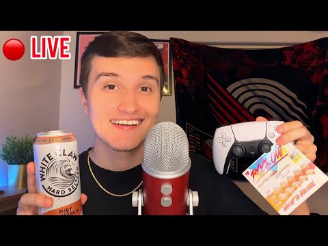 🔴 - LIVE ASMR RELAXING HANGOUT 😴💤 (triggers + whisper ramble + sports talk)