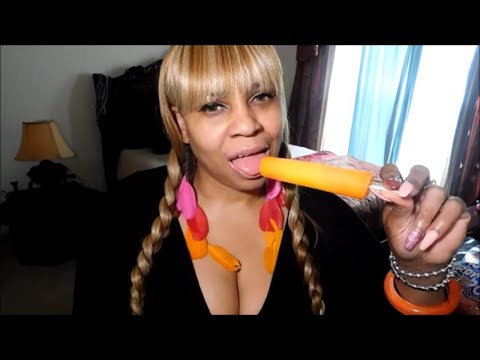 ASMR FUN EATING SOUNDS | Mange Cherry Popsicle | slurping mouth sounds asmr