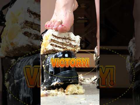 Crushing Food in High Heels: Pea vs. Cake! Oddly Satisfying! ASMR