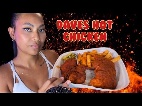 ASMR Eating Daves Hot Chicken Tenders And Fries Mukbang , Crunchy Up Close Eating Sounds