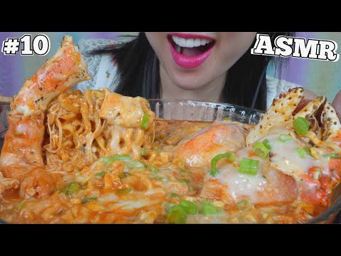 ASMR EXTRA CHEESY KIING CRAB NOODLES #10 (COOKING + EATING SOUNDS) NO TALKING | SAS-ASMR