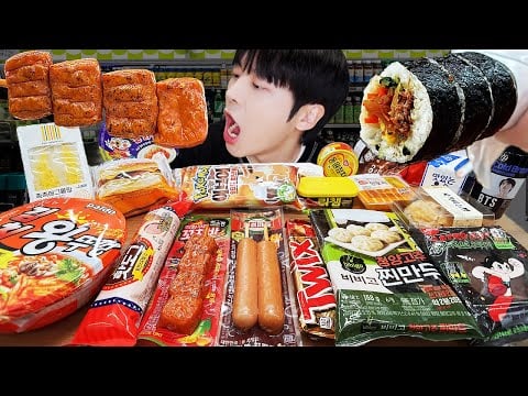 ASMR MUKBANG | 편의점 직접 만든 불닭볶음면 짜파게티 김밥 디저트 먹방 & 레시피 FIRE NOODLES HOTDOG EATING