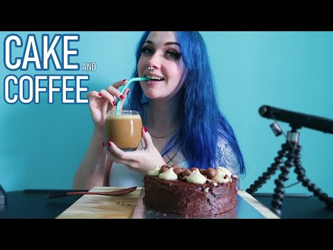 ASMR Eating Big MALTESER CHOCOLATE CAKE & Iced Coffee (Round 2) 🎂