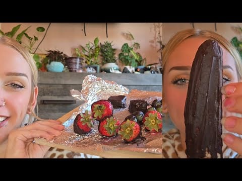Eating chocolate covered fruit ASMR//    mouth sounds 