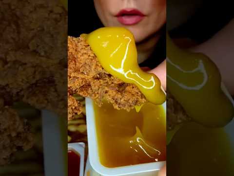 CRISPY CHICKEN STRIPS DRENCHED IN SAUCE #asmr #mukbang #chciken