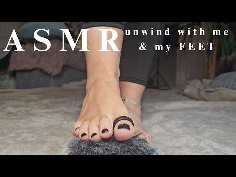 ASMR | Let me help you relax while I make sounds with my FEET | Microphone scratching