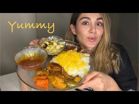 Mukbang ASMR | persian food mukbang😋🍗🍚
