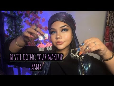 Bestie 💄doing your quick makeup with good vibes ✨ASMR #mouthsounds  #fastandaggressiveasmr  