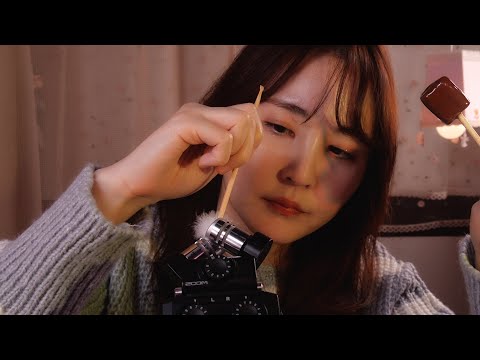 🍭사탕 + 솜털 귀청소 + 입소리 조금👂｜Ear Cleaning ASMR + Candy Mouth Sounds