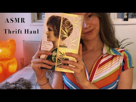 ASMR Old School Thrift Haul 💤 Fabric Sounds and other Tingles 💤 Book Tapping and Reading 💤