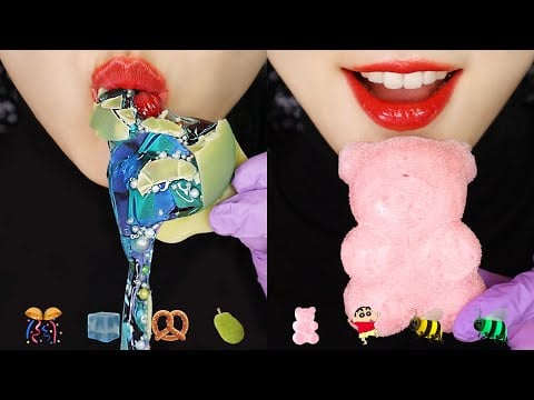 FREEZE-DRIED JELLY ASMR HONEY COMB EATING SOUND ASMR EMOJI ASMR 🐝