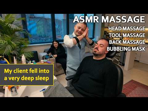 HEAD MASSAGE ASMR | TOOL MASSAGE | SKIN TREATMENT | Relaxing Long Barber Shop Massage